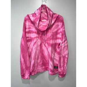 Simply Southern‎ Women's cowl funnel neck pullover sweatshirt tie dye pink Large